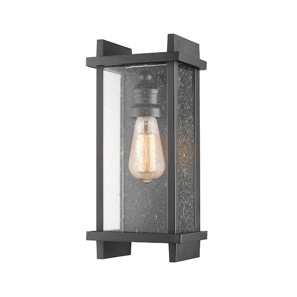 Z-Lite Fallow 1 Light Outdoor Wall Sconce, Black And Clear Seedy 565S-BK - main
